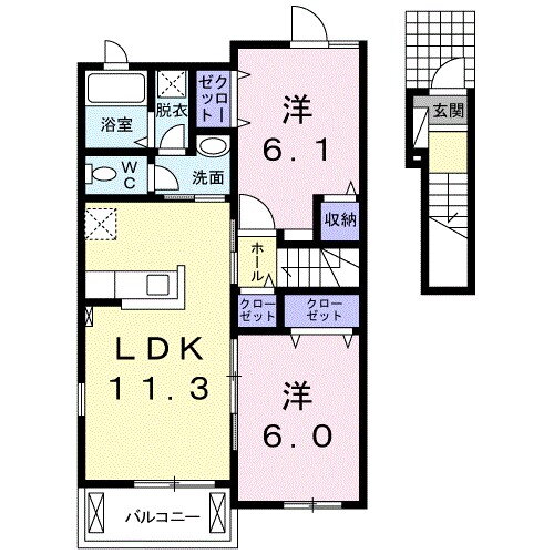 愛媛県松山市星岡３ 福音寺駅 2LDK アパート 賃貸物件詳細
