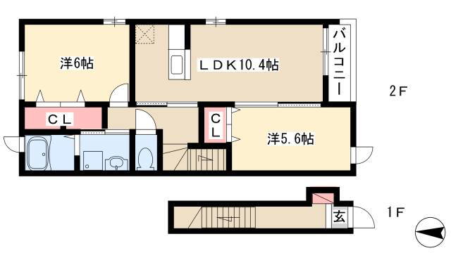 愛知県名古屋市港区東蟹田 戸田駅 2LDK アパート 賃貸物件詳細