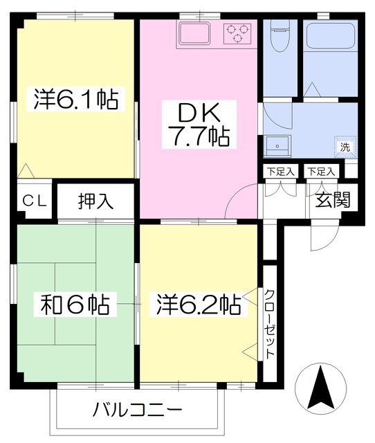 フォブール葉座Ｂ棟 2階 3DK 賃貸物件詳細