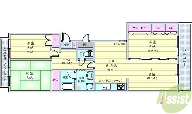 北桜塚パークハイム 2階 3LDK 賃貸物件詳細