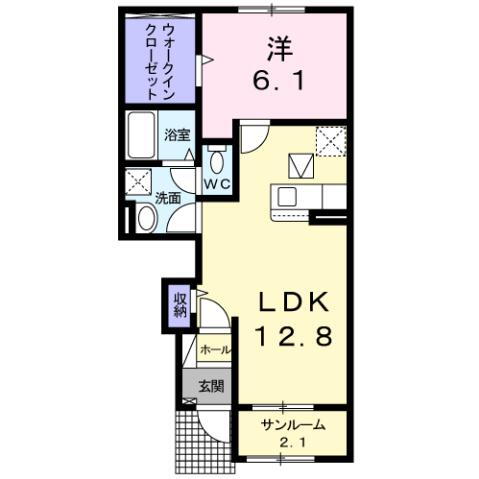 サンリット　ヴィラ　Ａ 1階 1LDK 賃貸物件詳細