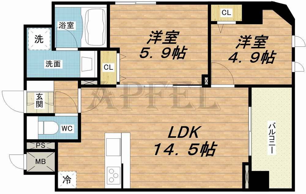 グランヴォワール昭和町 2階 2LDK 賃貸物件詳細