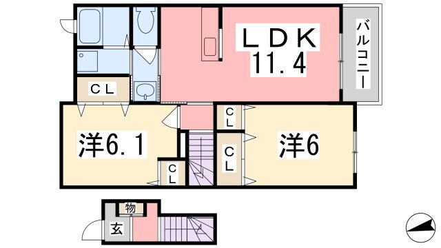 兵庫県姫路市継 八家駅 2LDK アパート 賃貸物件詳細