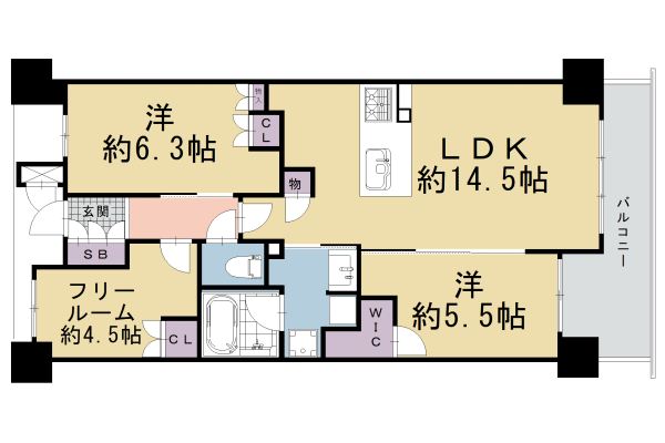 パラドール西院四条通マークス 6階 2SLDK 賃貸物件詳細