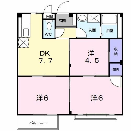 エルディム山本ＩＩ 1階 3DK 賃貸物件詳細