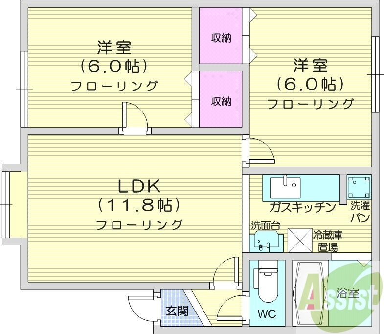 北海道札幌市東区北丘珠五条２ 栄町駅 2LDK アパート 賃貸物件詳細