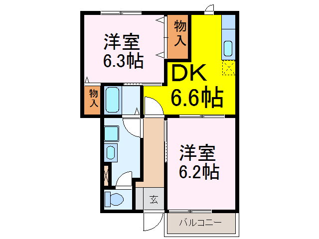 茨城県古河市下大野 2DK アパート 賃貸物件詳細