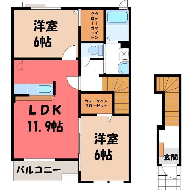 茨城県古河市諸川 古河駅 2LDK アパート 賃貸物件詳細