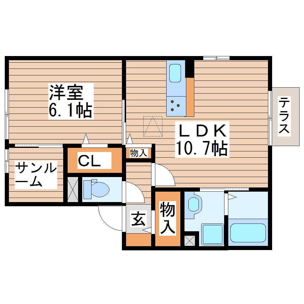 宮城県仙台市若林区中倉１ 薬師堂駅 1LDK アパート 賃貸物件詳細