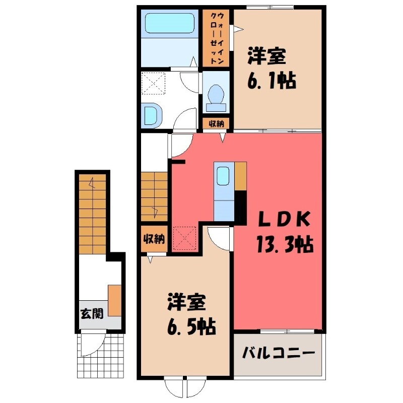 埼玉県熊谷市千代 熊谷駅 2LDK アパート 賃貸物件詳細