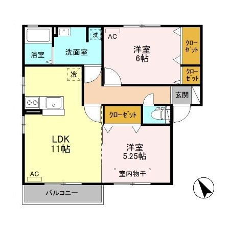 サンファースト　Ｃ 2階 2LDK 賃貸物件詳細