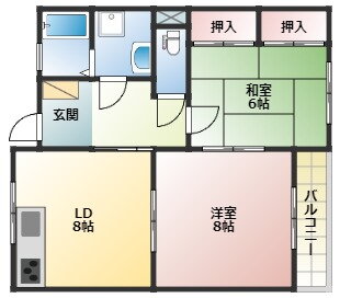 ハイフラット静徳 3階 2DK 賃貸物件詳細