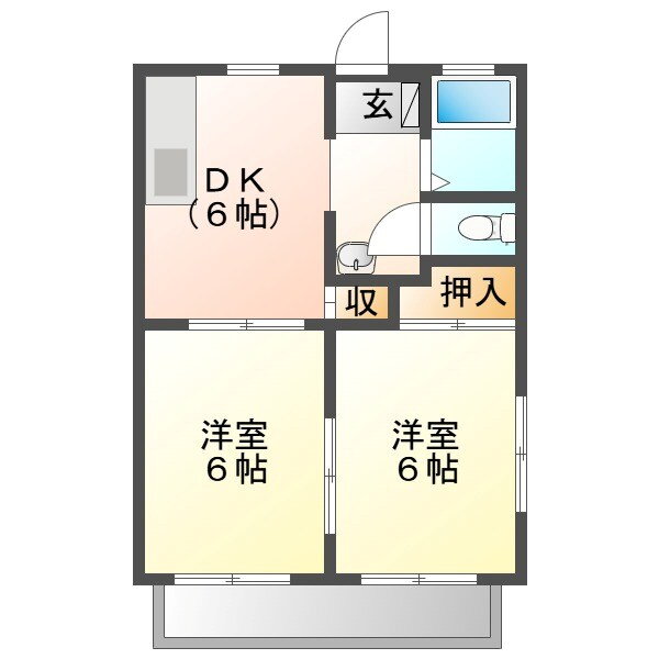 シャトー藤塚 2階 2DK 賃貸物件詳細