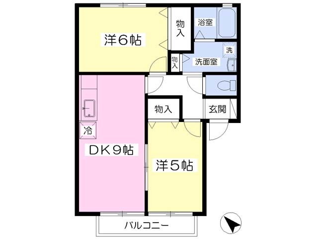 セジュール下川俣 2階 2DK 賃貸物件詳細