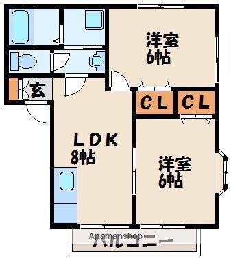 福岡県古賀市谷山 古賀駅 2DK アパート 賃貸物件詳細