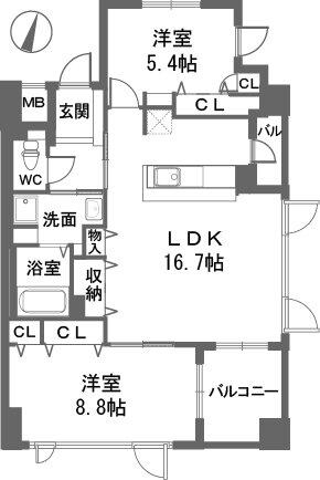 福岡県福岡市中央区大濠２ 唐人町駅 2LDK マンション 賃貸物件詳細