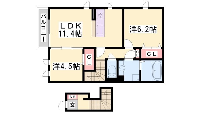 兵庫県姫路市飾磨区中野田３ 亀山駅 2LDK アパート 賃貸物件詳細