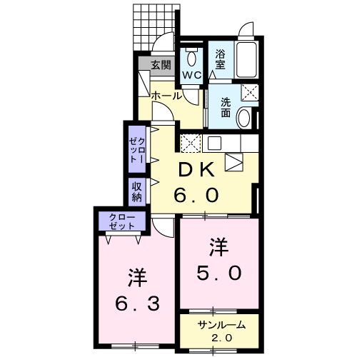 メゾンフラン　Ｂ 1階 2DK 賃貸物件詳細