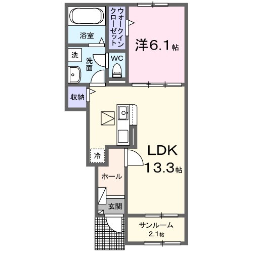 バンブー　ニン　Ａ 1階 1LDK 賃貸物件詳細