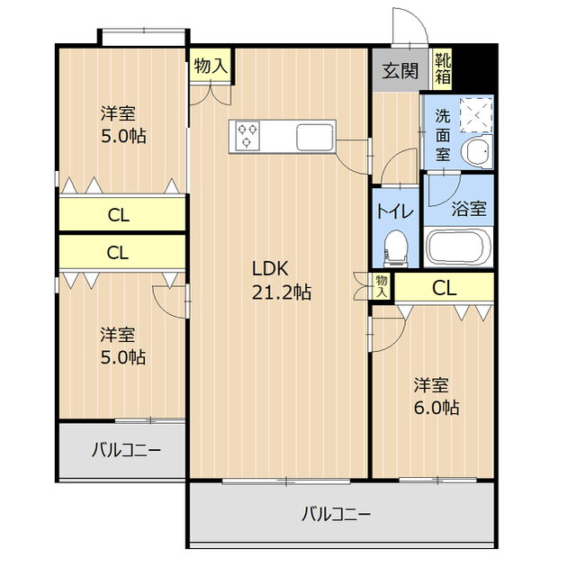 アヴォアムール熊本駅南 3階 3LDK 賃貸物件詳細