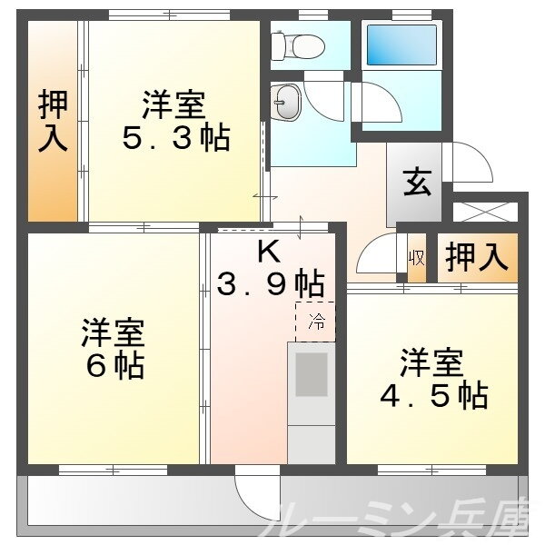 兵庫県三木市志染町西自由が丘２ 志染駅 3K マンション 賃貸物件詳細