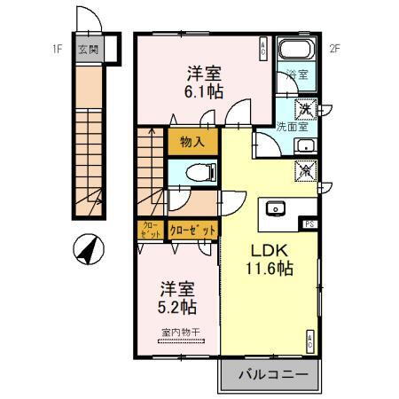 茨城県古河市けやき平１ 古河駅 2LDK アパート 賃貸物件詳細
