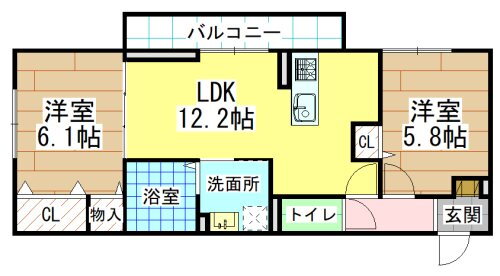 福岡県北九州市門司区大里東４ 小森江駅 2LDK アパート 賃貸物件詳細
