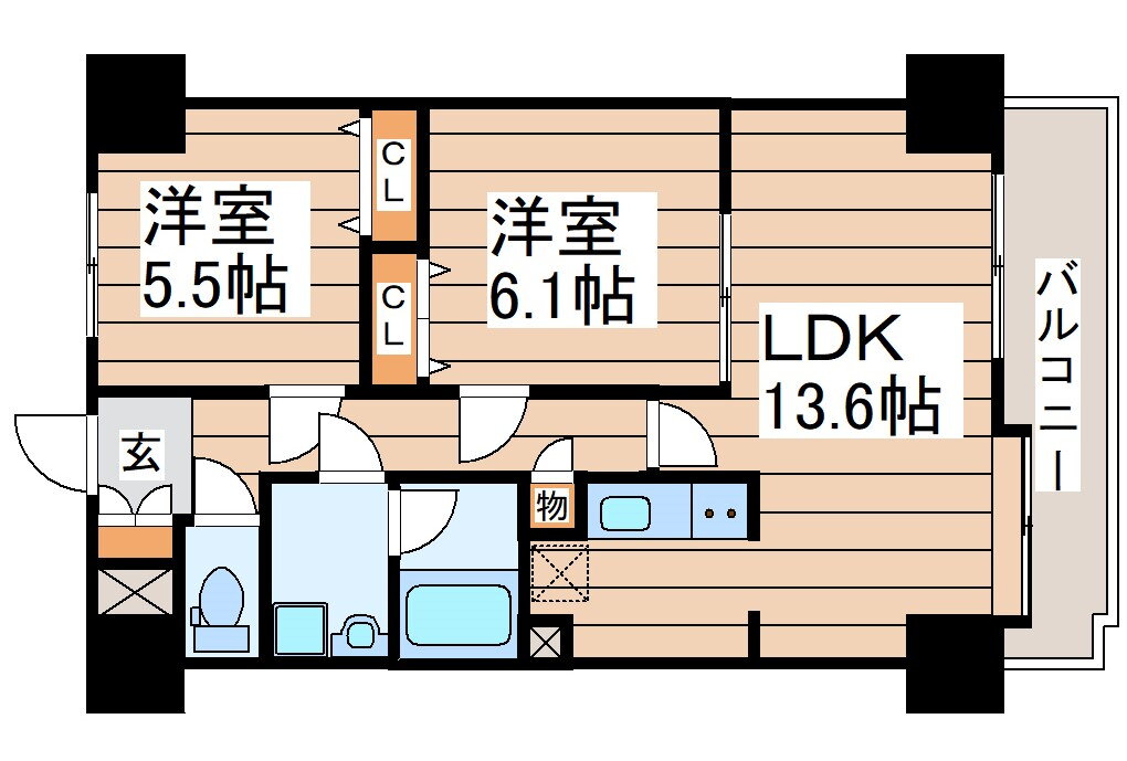 宮城県仙台市若林区六丁の目中町 六丁の目駅 2LDK マンション 賃貸物件詳細