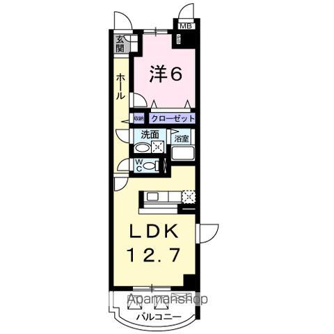 ハイエスト　ディーマー 2階 1LDK 賃貸物件詳細