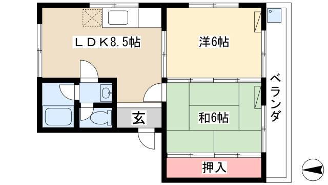 キャトルセゾン高村 2階 2LDK 賃貸物件詳細
