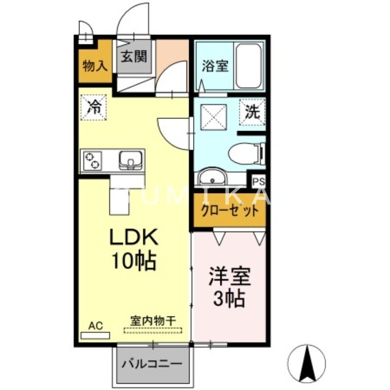 岡山県岡山市北区西崎本町 備前三門駅 1LDK アパート 賃貸物件詳細