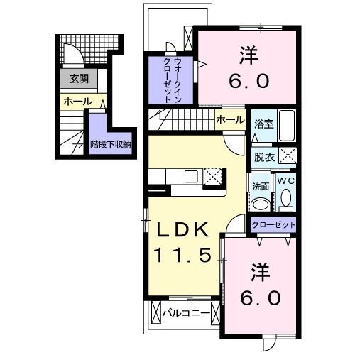 メゾンアンフィニＢ 2階 2LDK 賃貸物件詳細