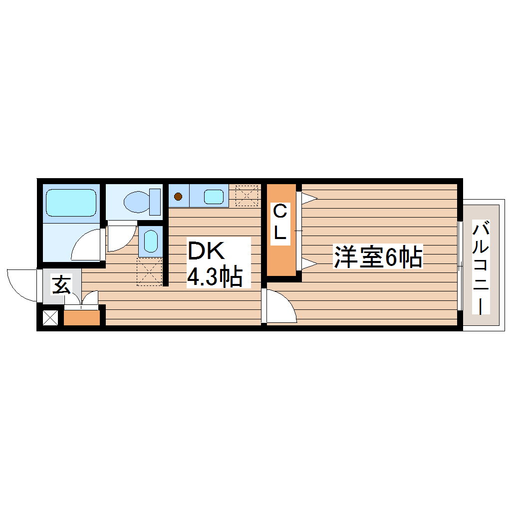 ラルシェ河原町 2階 1DK 賃貸物件詳細