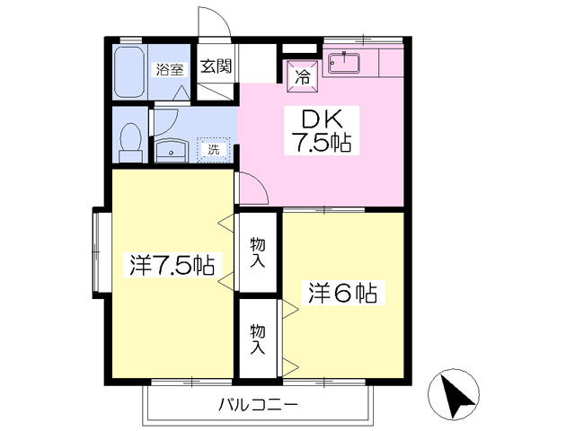 グランドヴェール 1階 2DK 賃貸物件詳細
