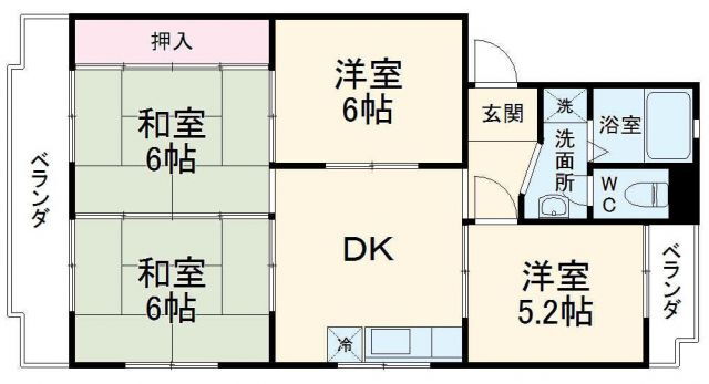 レジデンスブルー 3階 4DK 賃貸物件詳細