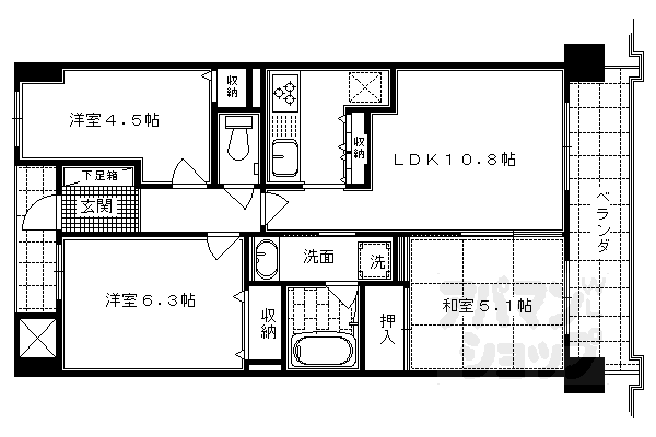 パインフィールド西京極 4階 3LDK 賃貸物件詳細