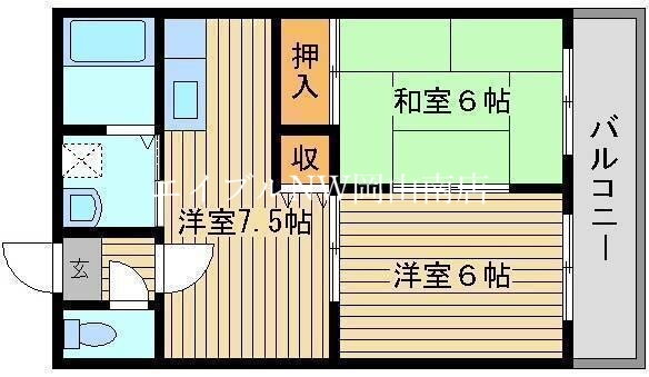 岡山県岡山市南区洲崎２ 岡山駅 2DK マンション 賃貸物件詳細