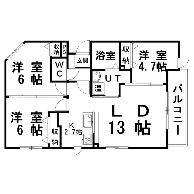 北海道釧路市双葉町 釧路駅 3LDK アパート 賃貸物件詳細