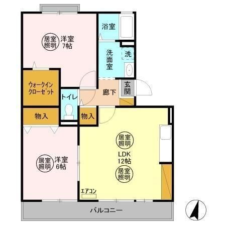 ルミエールＣ 3階 2LDK 賃貸物件詳細