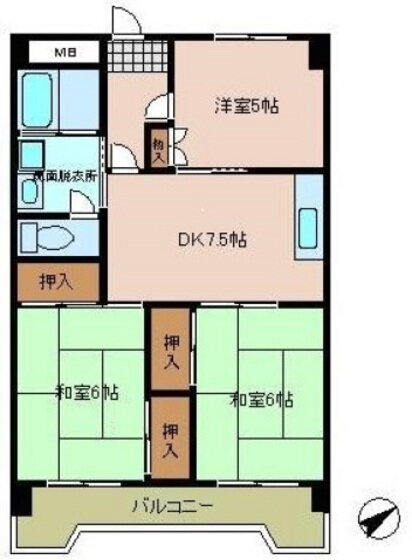 広島県広島市西区南観音１ 舟入川口町駅 3DK マンション 賃貸物件詳細