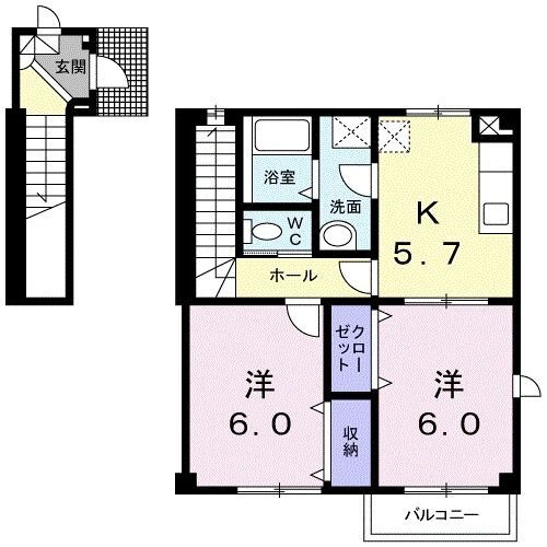 富山県黒部市新牧野 黒部駅 2K アパート 賃貸物件詳細