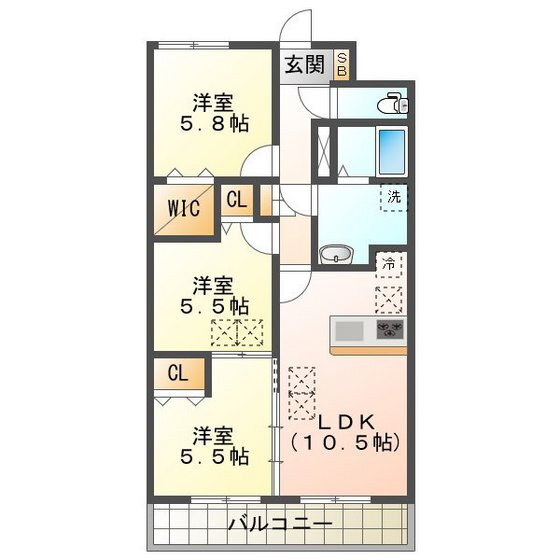 ルネスグラード　ＩＩ 1階 3LDK 賃貸物件詳細