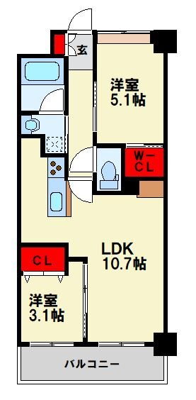 コンダクトレジデンスＪＩＮＹＡＭＡ 6階 2LDK 賃貸物件詳細