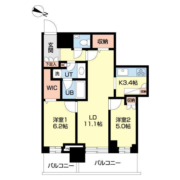 ＯＮＥ札幌ステーションタワー 15階 2LDK 賃貸物件詳細