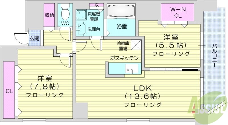 北海道札幌市北区北十九条西４ 北１８条駅 2LDK マンション 賃貸物件詳細