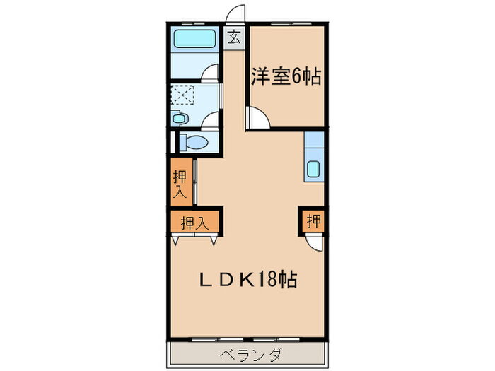 サンハイツ宝 2階 1LDK 賃貸物件詳細