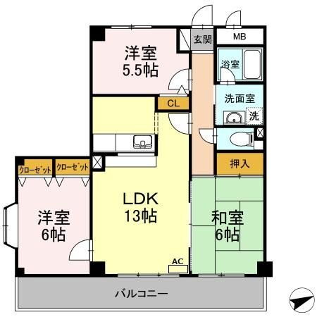 レジデンス若松 3階 3LDK 賃貸物件詳細