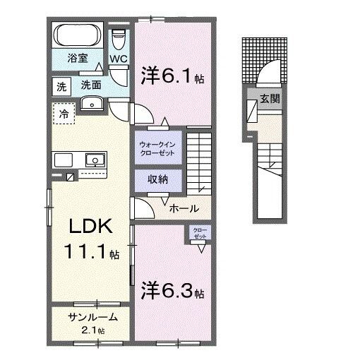 福岡県朝倉市一木 甘木駅 2LDK アパート 賃貸物件詳細