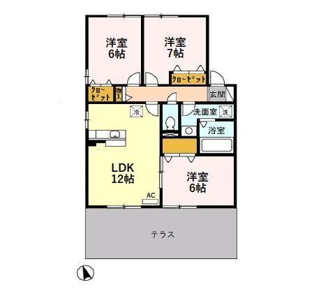 リビングタウン赤祖父　Ｂ 1階 3LDK 賃貸物件詳細