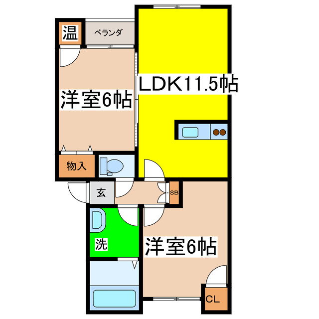 北海道釧路市昭和中央３ 2LDK アパート 賃貸物件詳細
